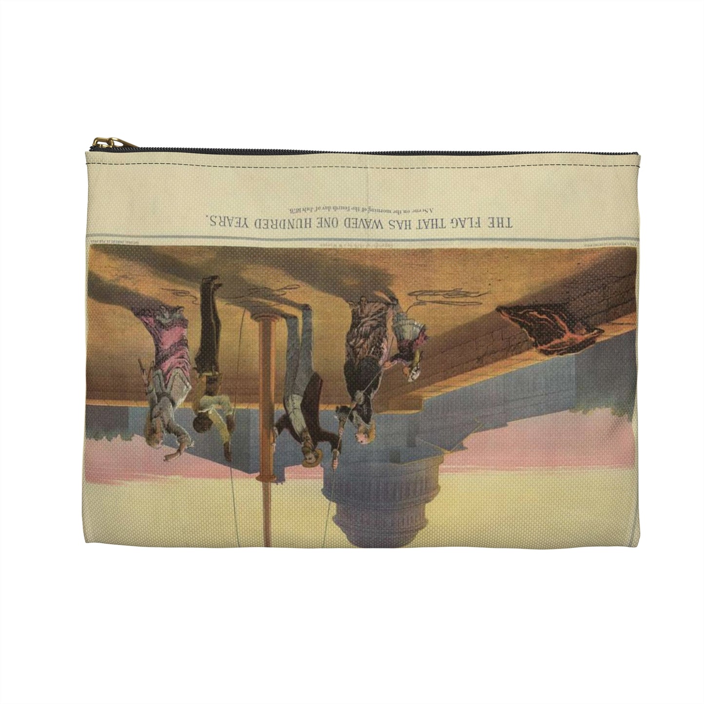 The flag that has waved one hundred years--A scene on the morning of the fourth day of July 1876 / Fabronius ; E.P. & L. Restein's oilchromo, Philadelphia. ; National Chromo Co. pub., Philadelphia. Large Organizer Pouch with Black Zipper