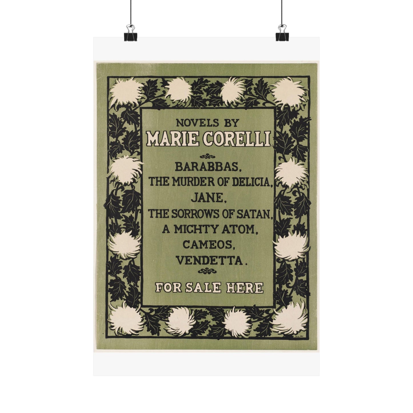 Novels by Marie Corelli, Art Nouveau poster High Quality Matte Wall Art Poster for Home, Office, Classroom