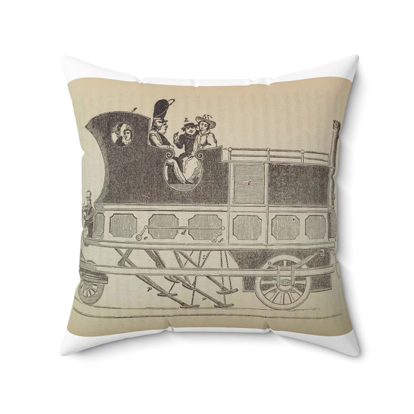 Patent Drawing of Engine - Patent steam coach, by the late Mr. David Gordon Public domain  image Decorative Accent Square Pillow