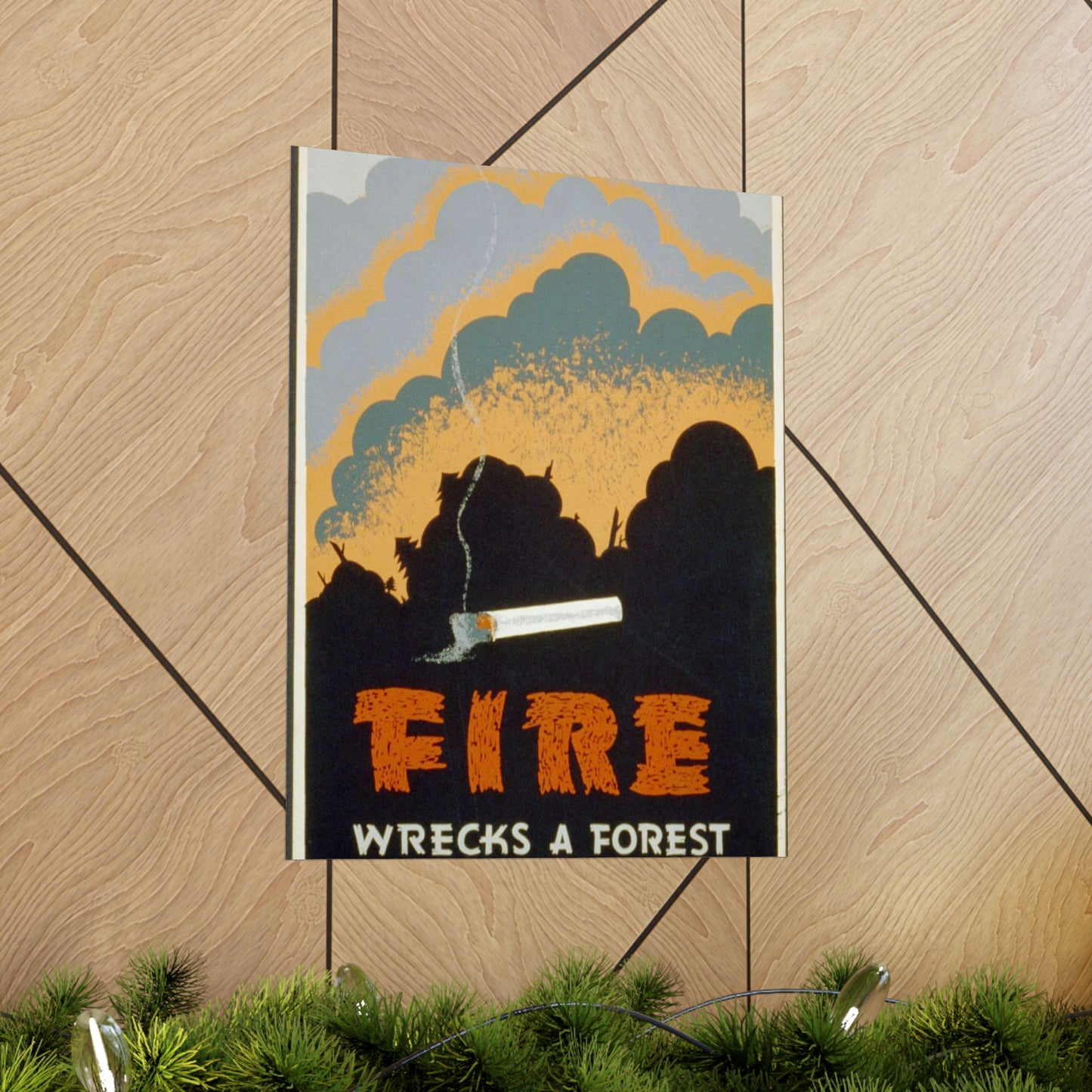 Fire wrecks a forest, Art Deco Poster High Quality Matte Wall Art Poster for Home, Office, Classroom