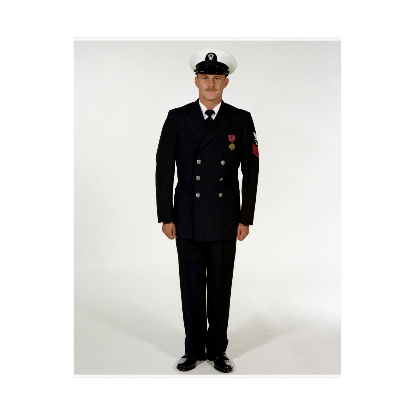 Uniform: Full dress blue, Navy enlisted men, ranks E-1 through E-6 High Quality Matte Wall Art Poster for Home, Office, Classroom