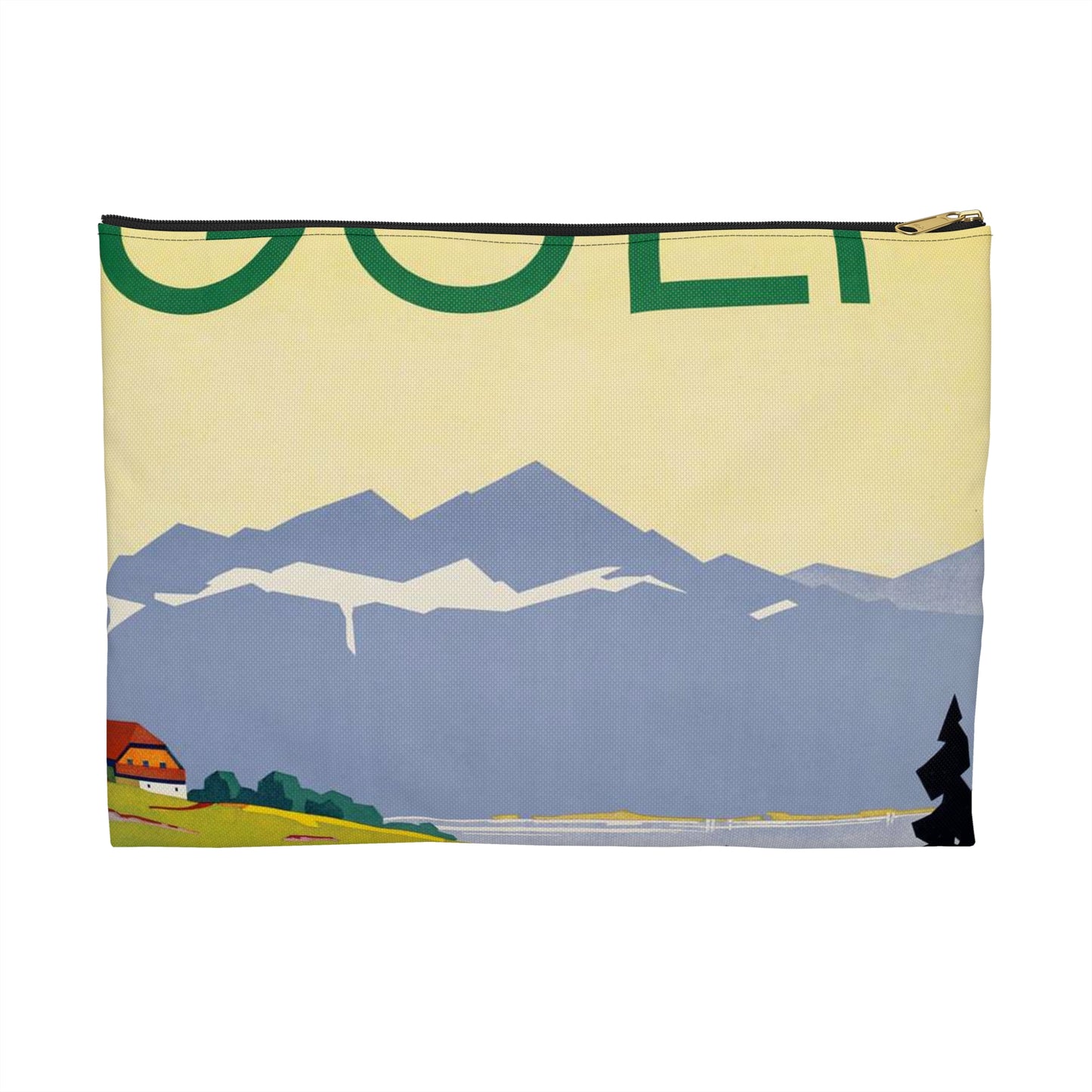 Poster - Golf. Lausanne - Public domain lithograph Large Organizer Pouch with Black Zipper