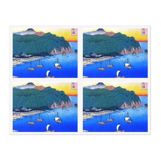 Hiroshige Boats in an inlet, Utagawa Hiroshige Laminated UV Protective Vinyl Stickers