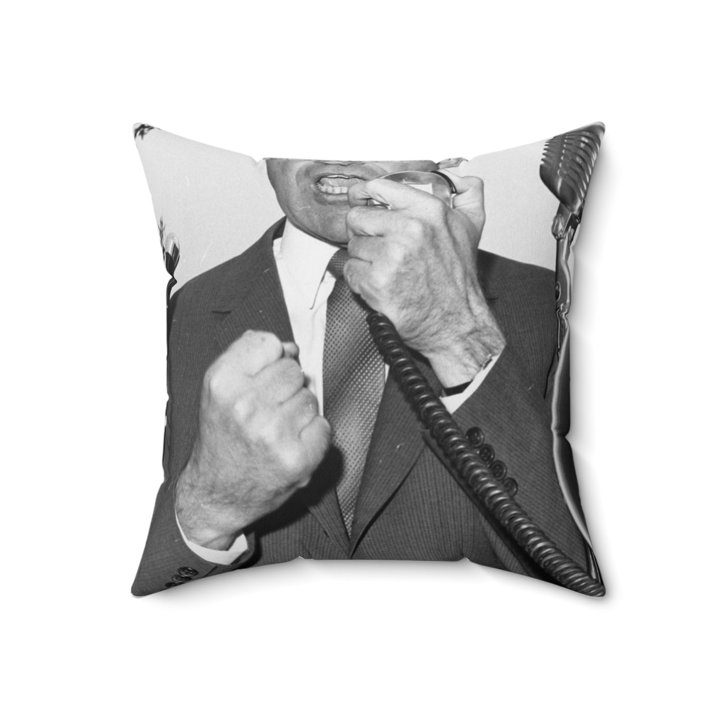 Richard Nixon clinches his fist as he addresses his first audience in Long Island, New York Decorative Accent Square Pillow