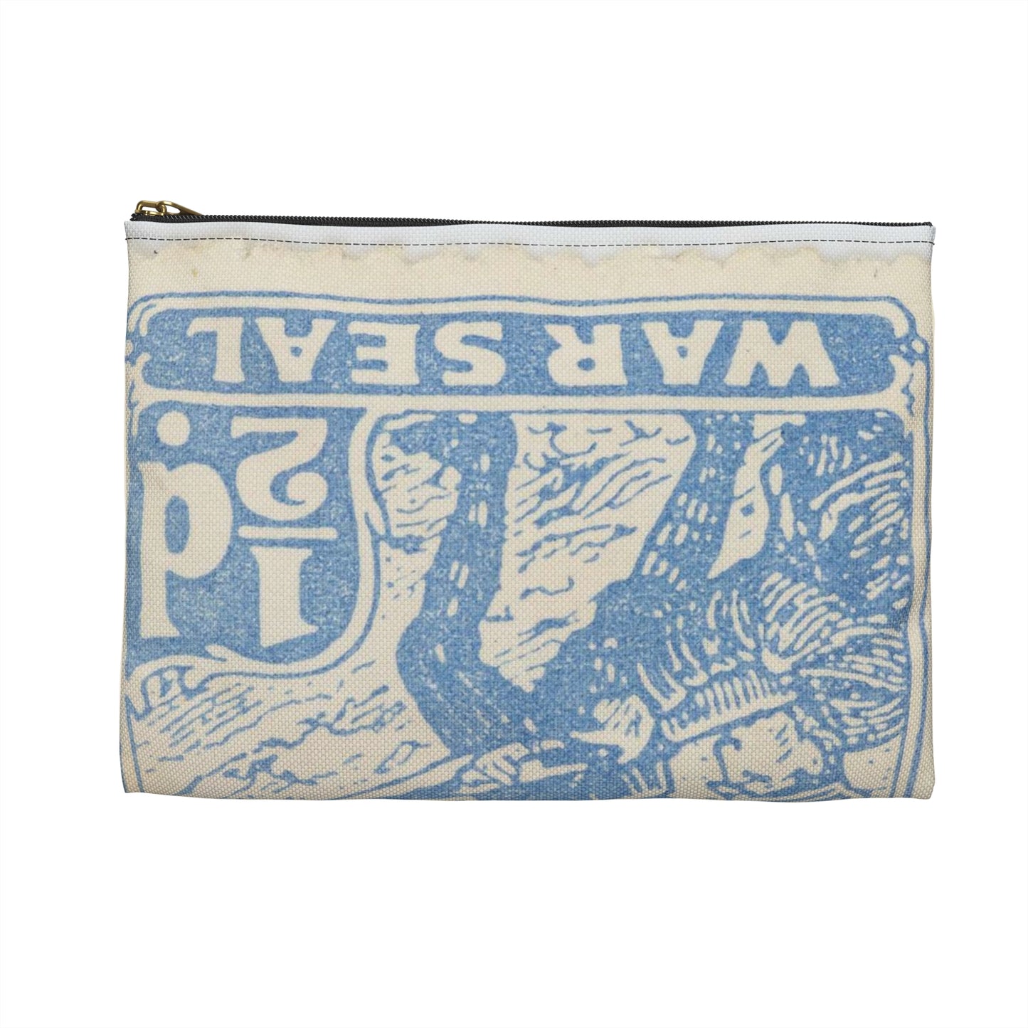 Philatelic item - "Cinderella", Poverty Bay Wounded Soldiers War Seal Large Organizer Pouch with Black Zipper