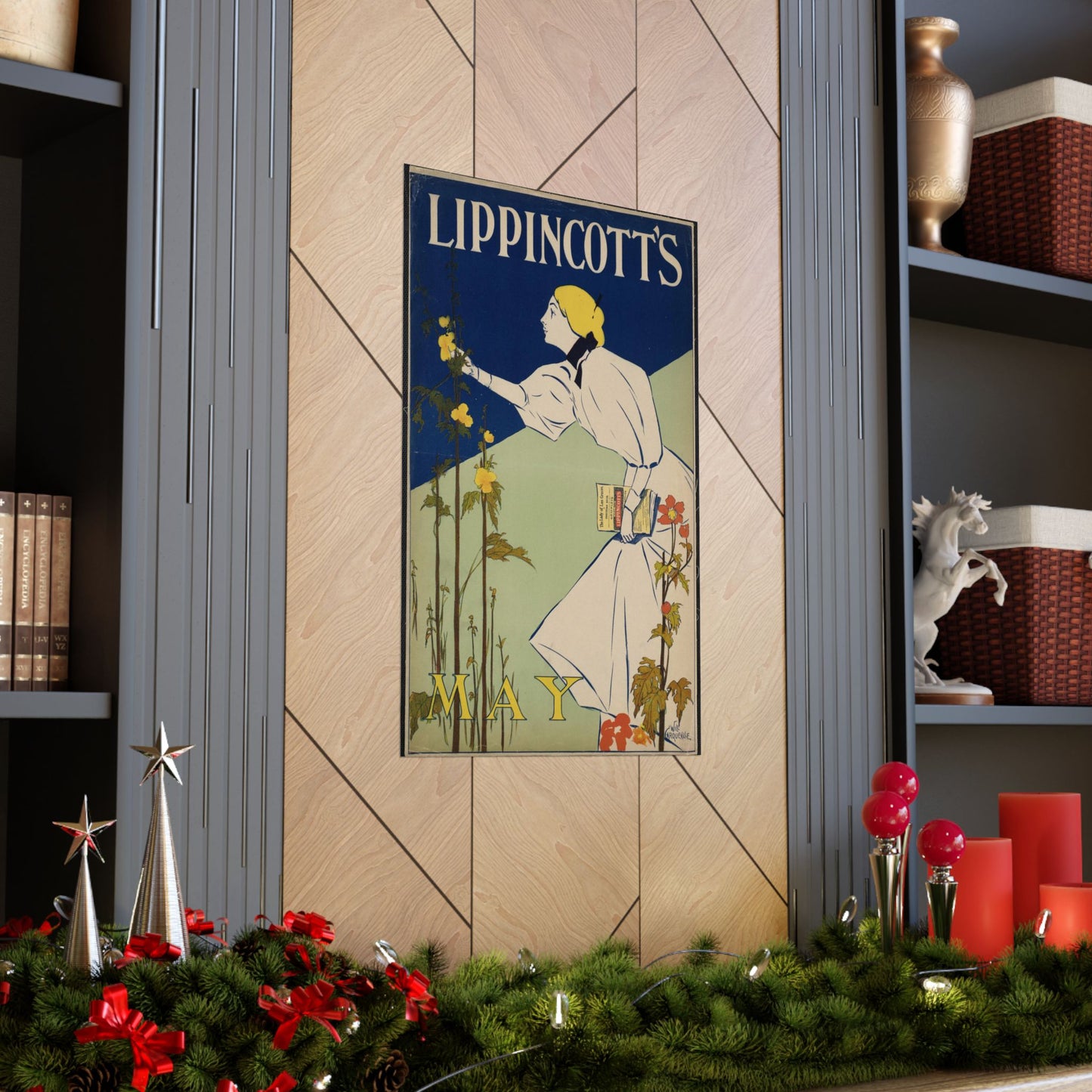 Lippincott's May, Art Nouveau Poster High Quality Matte Wall Art Poster for Home, Office, Classroom