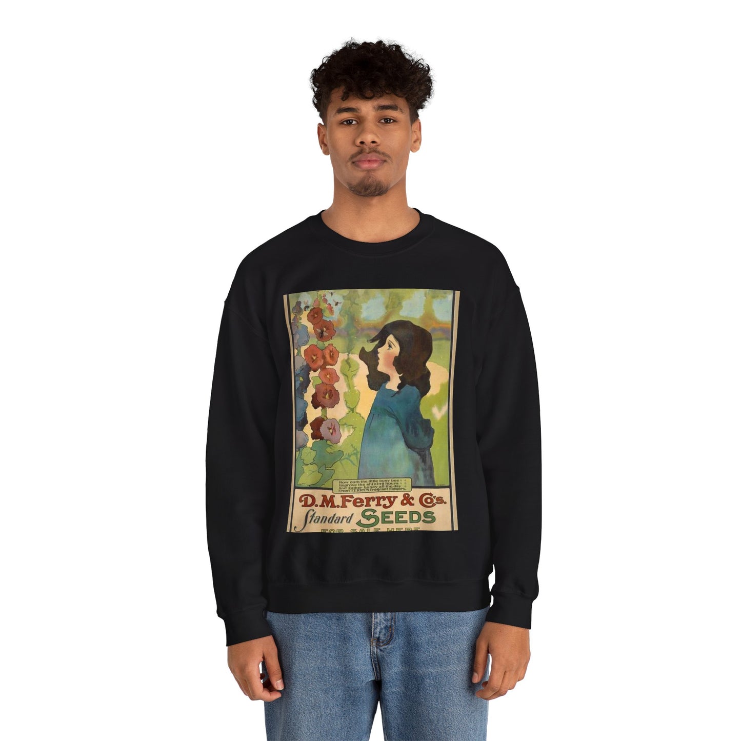 D. M. Ferry & Co's. standard seeds. Black Heavy Blend Adult Crew Neck SweatShirt