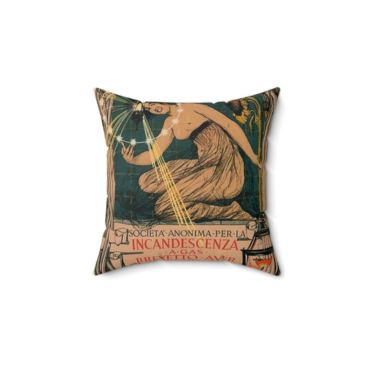 Affiche italienne pour l' "Incandescence par le Gaz, Système Auer" Decorative Accent Square Pillow