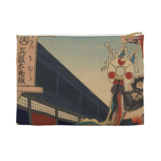 Gajō icchō, Ando Hiroshige - Public domain portrait drawing  Large Organizer Pouch with Black Zipper