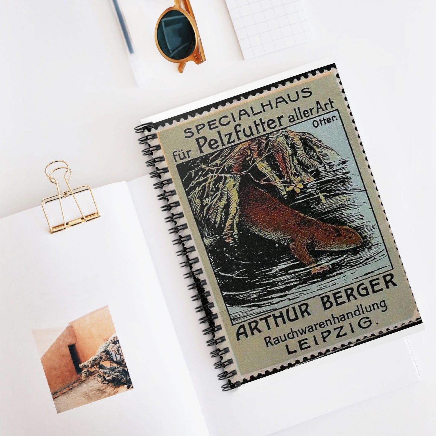 Arthur Berger, fur trader in Leipzig, c. 1910, brand advertisings (07) Spiral Bound Ruled Notebook with Printed Cover
