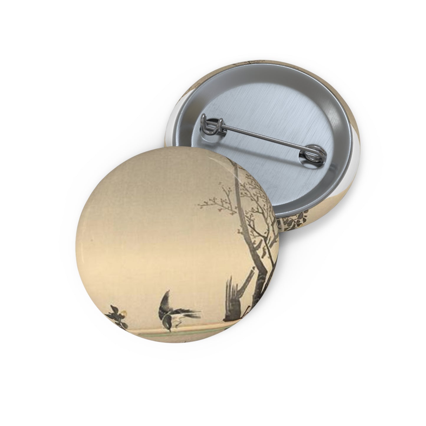 Koson - stonechat, Ohara Koson Pin Buttons with Crisp Design