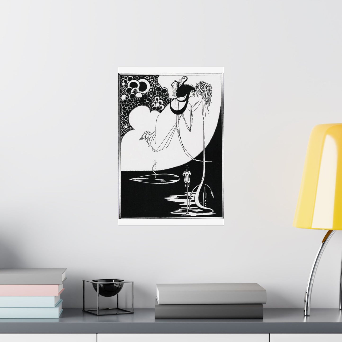 Beardsley apotheose - A black and white drawing of a woman in a dress High Quality Matte Wall Art Poster for Home, Office, Classroom