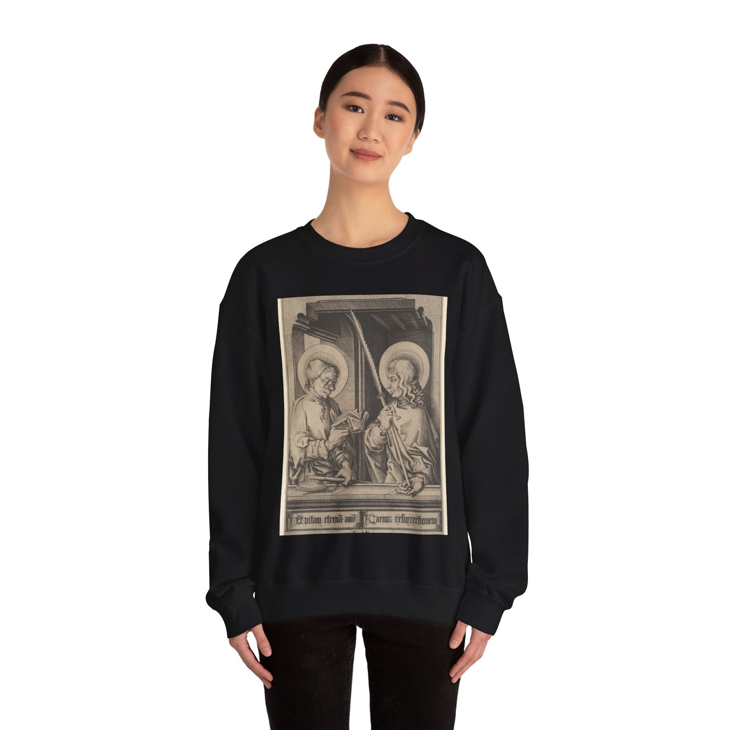 Saints Matthias and Judas Thaddaeus, from The Apostles Black Heavy Blend Adult Crew Neck SweatShirt