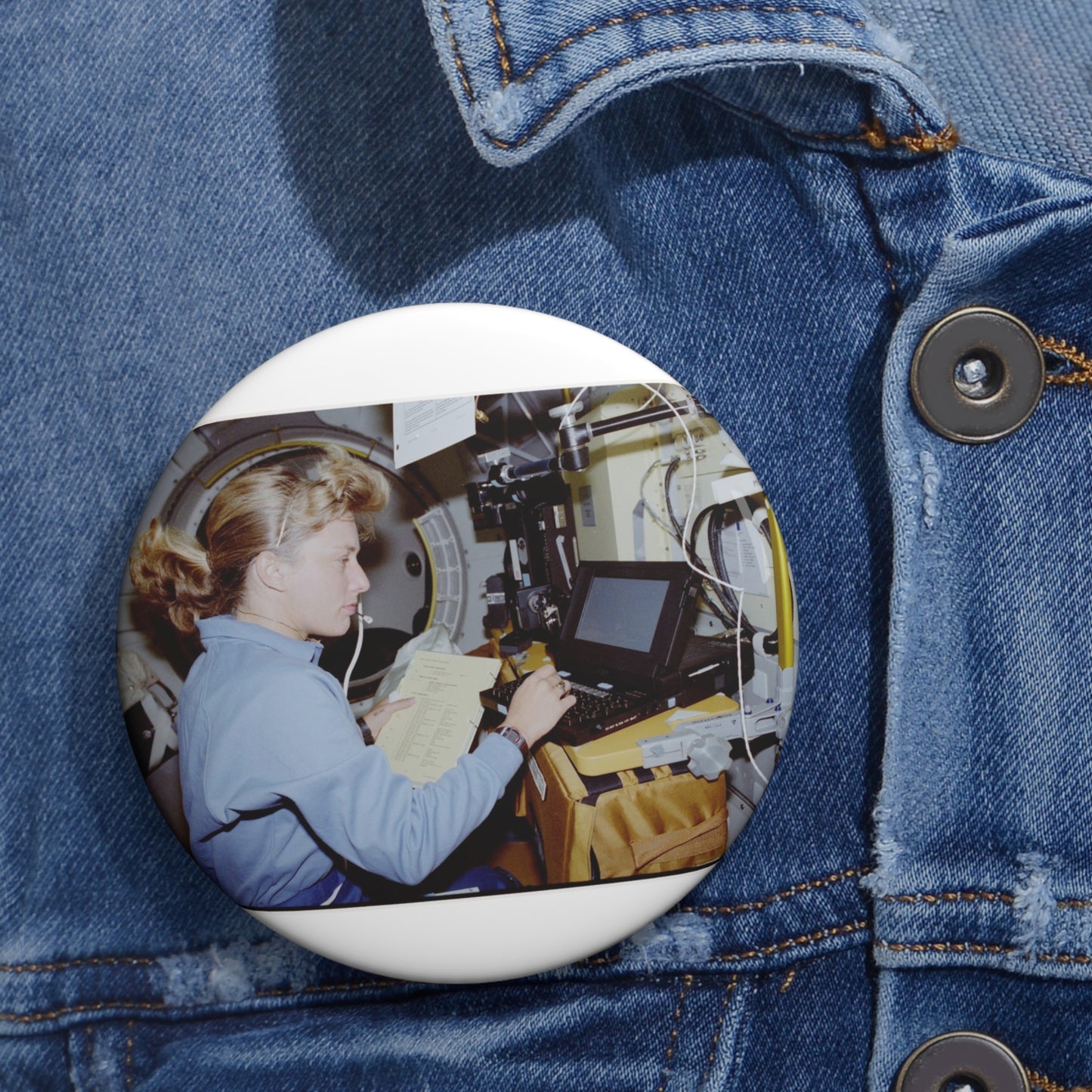 S47-238-020 - STS-047 - Public domain NASA photogrpaph Pin Buttons with Crisp Design