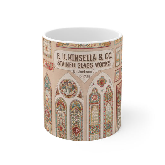 F.D. Kinsella & Co., stained glass works Beautiful Novelty Ceramic Coffee Mug 11oz