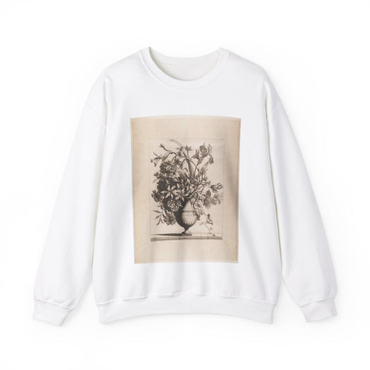 Jean Baptiste Monnoyer - Flowers in a Vase White Heavy Blend Adult Crew Neck SweatShirt