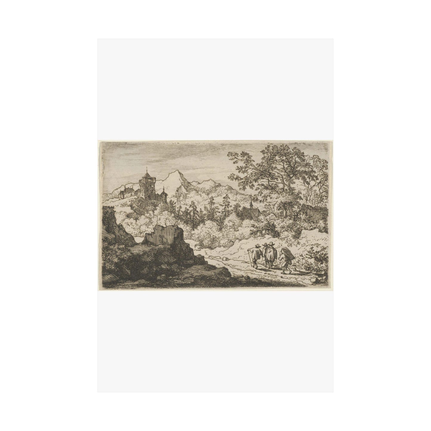 The Three Men and the Porter - Public domain dedication. Metropolitan Museum of Art image. High Quality Matte Wall Art Poster for Home, Office, Classroom