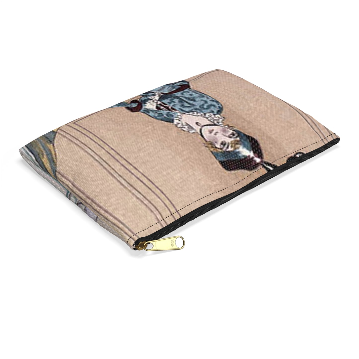 "Jupe de mousseline de soie marine" -Muslin skirt of marine silk- from "Journal des Dames et des Modes” Jupe de mousseline de soie marine, du Journal des dames et des modes (48301609911) Large Organizer Pouch with Black Zipper