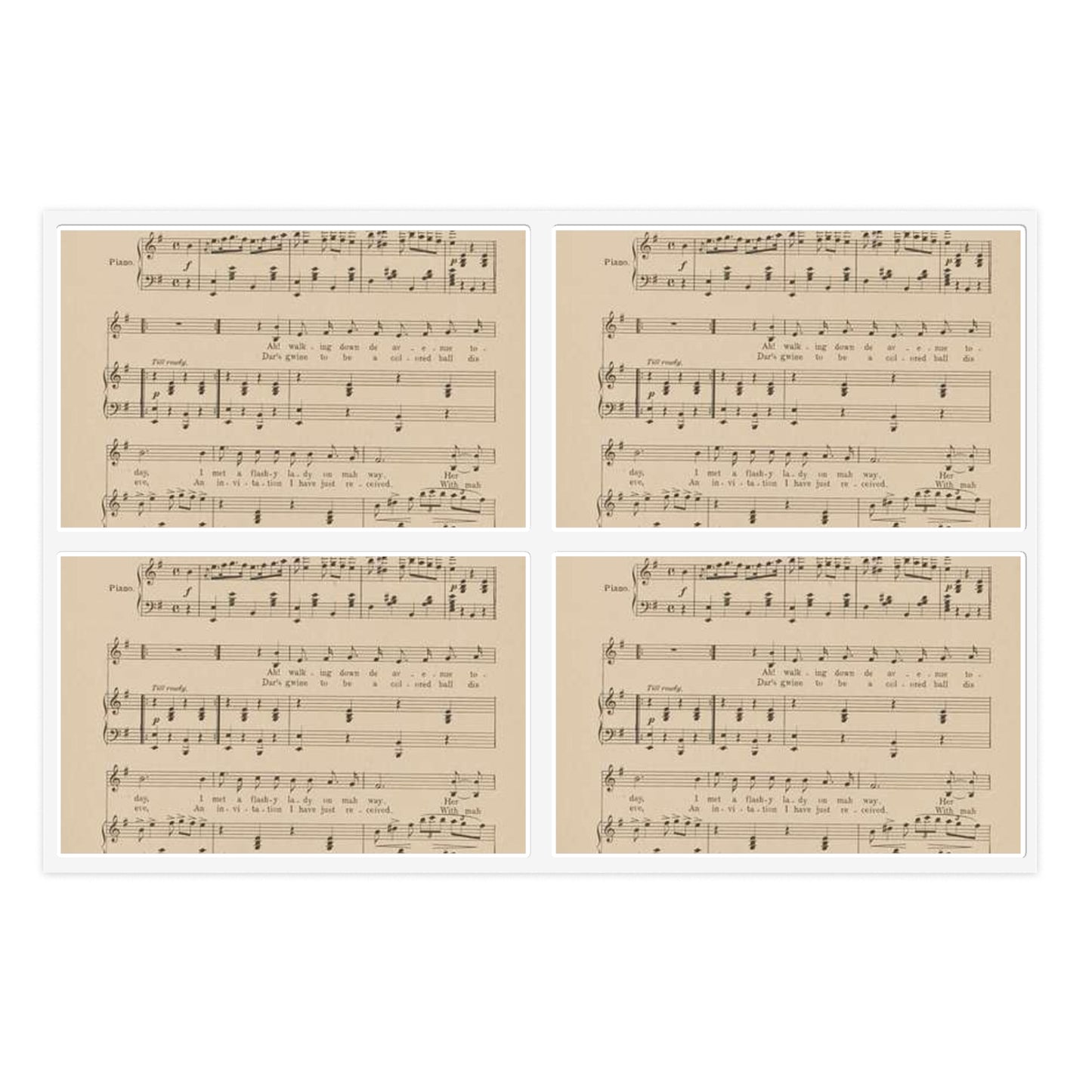 A new gal just in town - Public domain sheet music scan Laminated UV Protective Vinyl Stickers