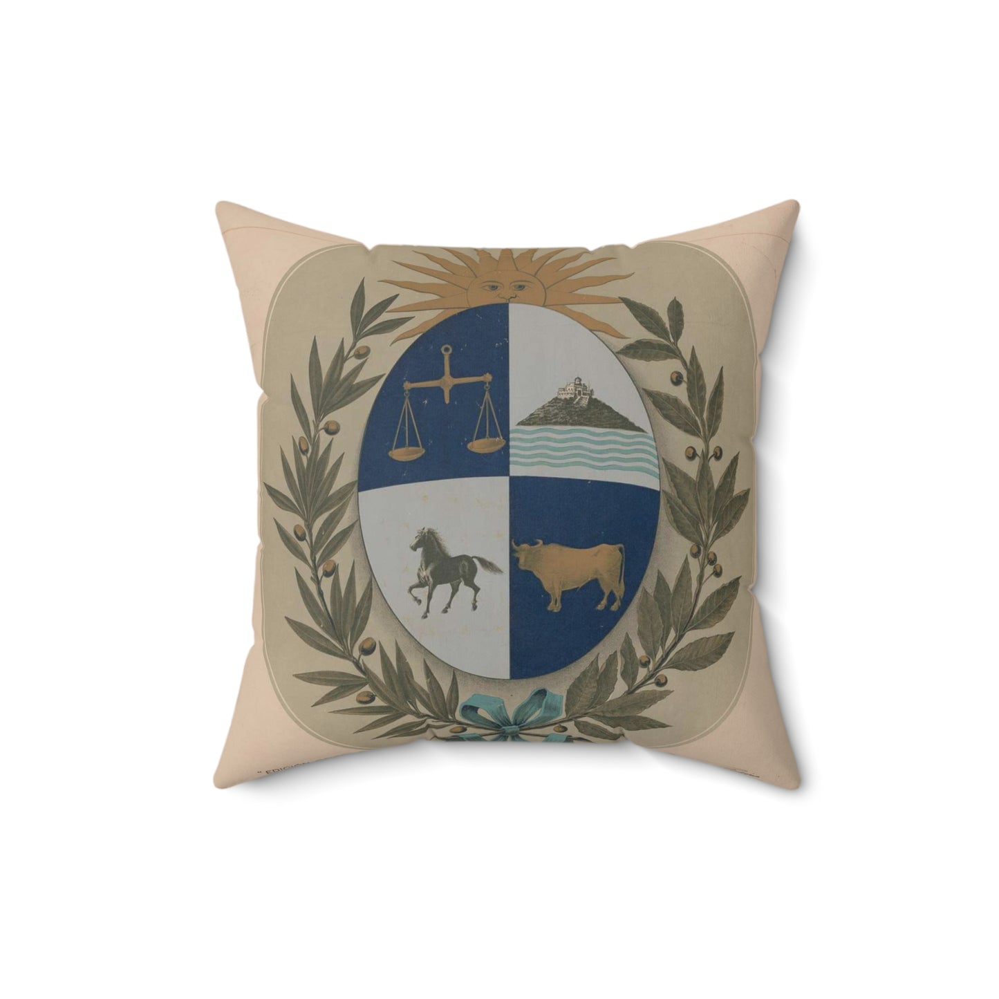 Patron oficial del escudo de armas de la Republica Oriental del Uruguay Decorative Accent Square Pillow