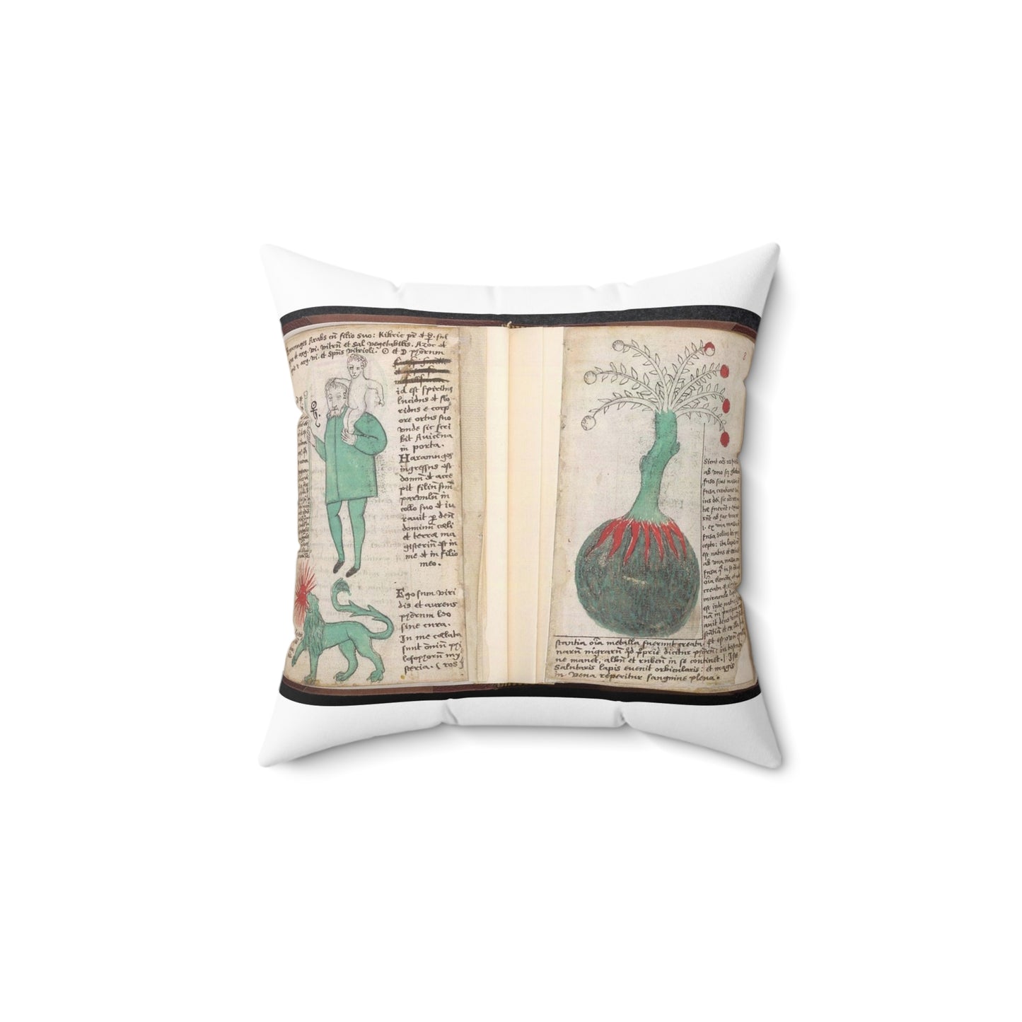 Christopher, lion, and a plant from BL Sloane 1171, ff. 7v-8 Decorative Accent Square Pillow