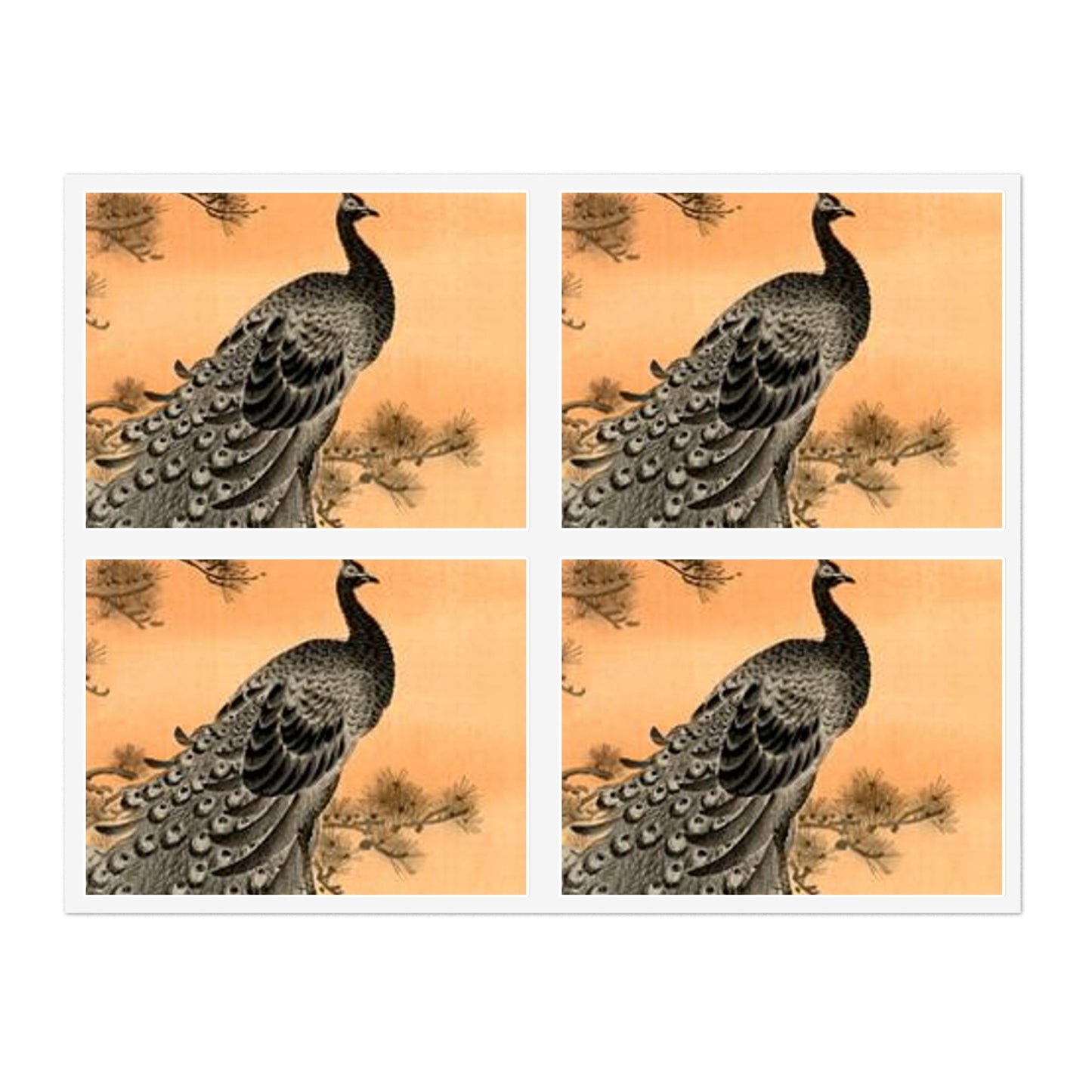 Koson - peacock-and-hen, Ohara Koson Laminated UV Protective Vinyl Stickers