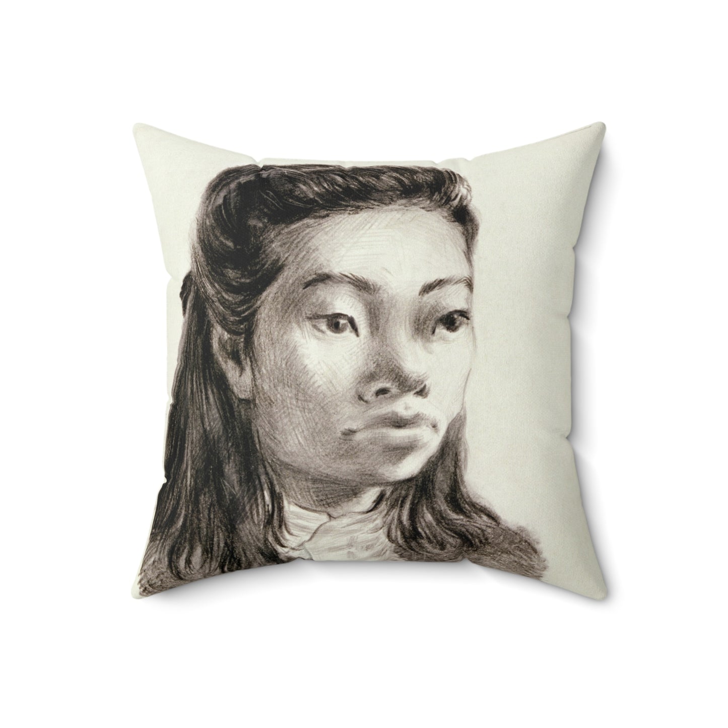 Artwork: "Student," China, 1945- Artist: John G. Hanlen Decorative Accent Square Pillow