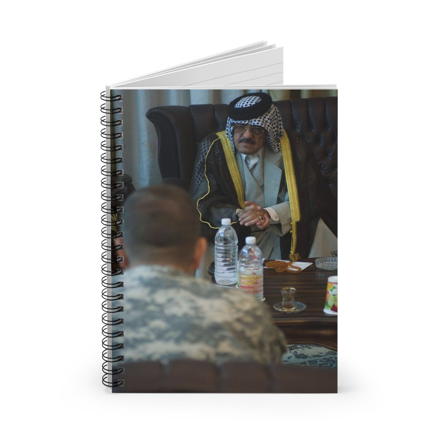 Sheik Mohammed al-Jorani listens to Col. Peter Baker, Spiral Bound Ruled Notebook with Printed Cover