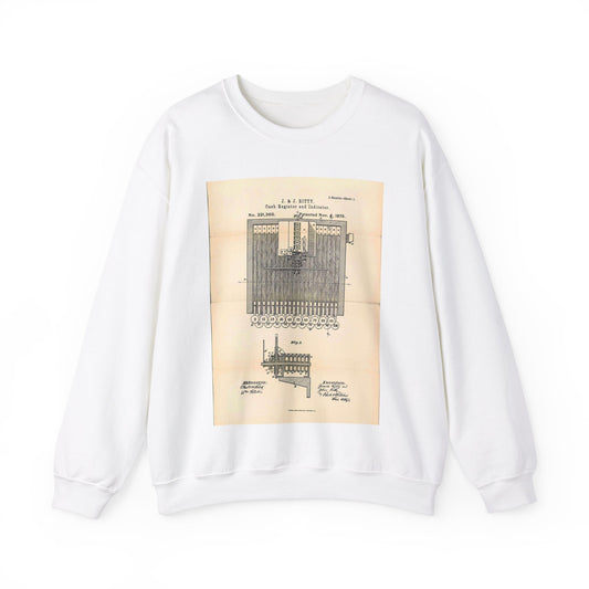 Patent Case File No. 221,360, Improvement in Cash Register and Indicator, Inventors James Ritty and John Ritty - DPLA - 97a8d8a47b402db2ecfd9cac6a3dd8e6 (page 50) White Heavy Blend Adult Crew Neck SweatShirt