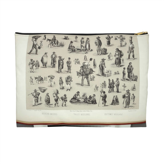 Trajes mexicanos = Costumes mexicains = Mexican dresses. Large Organizer Pouch with Black Zipper