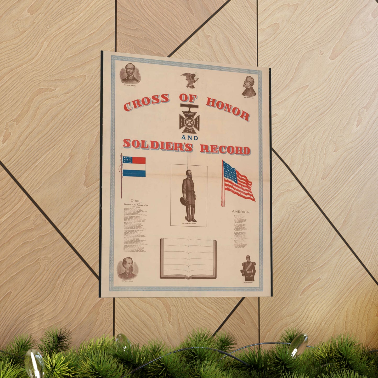 Cross of honor and soldier's record, united daughters confederacy, to the U.C.V High Quality Matte Wall Art Poster for Home, Office, Classroom