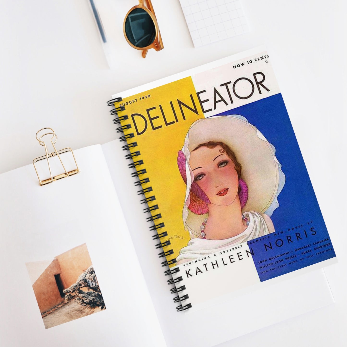 Delineator 1930-08 - Art Deco public domain image Spiral Bound Ruled Notebook with Printed Cover