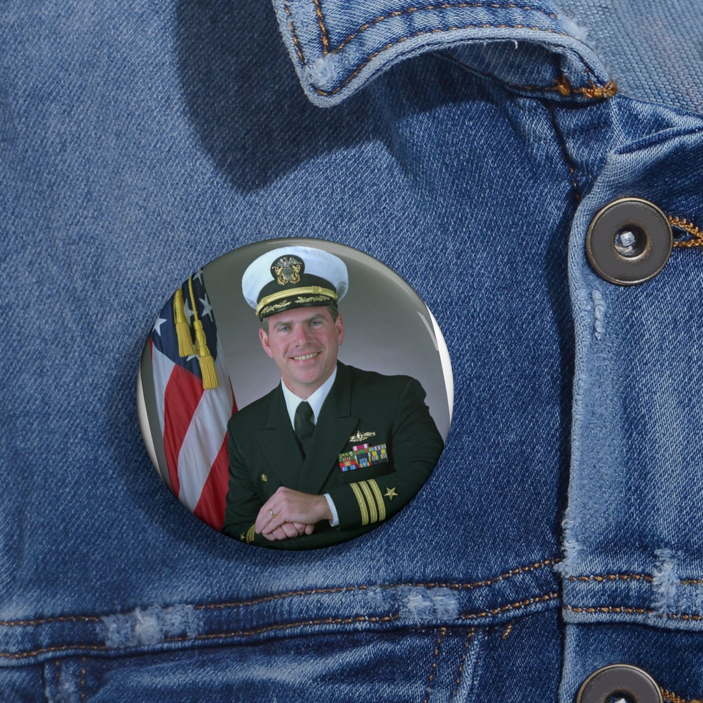Commander Theodore J. Hoffman, USN Pin Buttons with Crisp Design