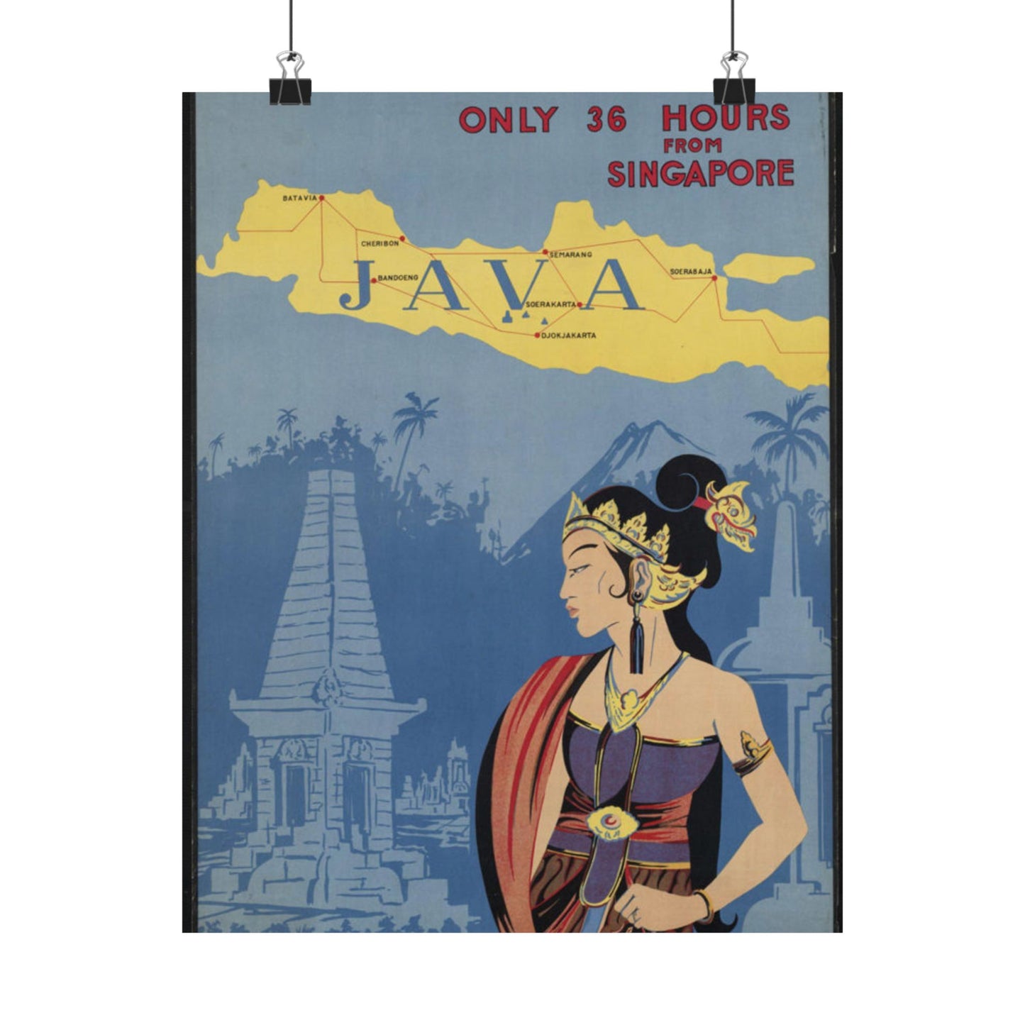 Java. Vintage Travel Poster., Art Deco Poster High Quality Matte Wall Art Poster for Home, Office, Classroom