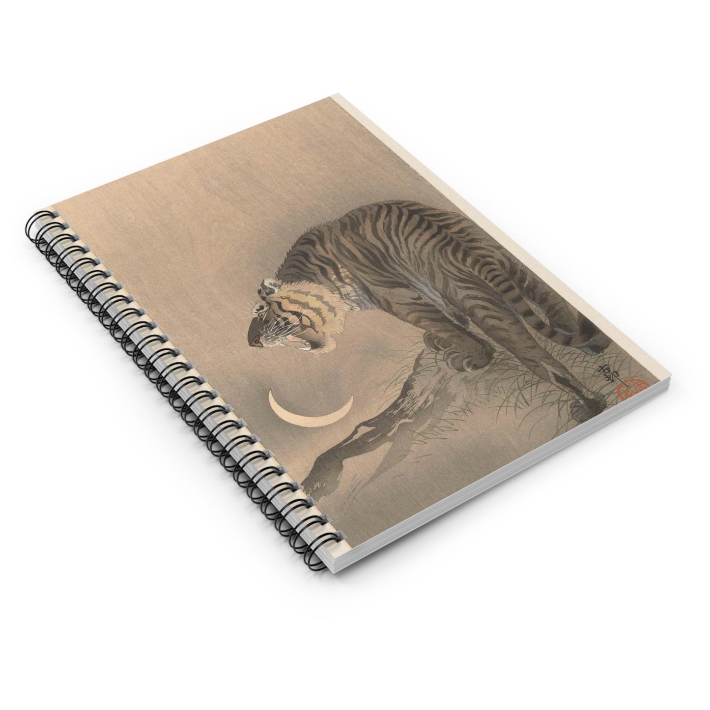 Brullende tijger, Ohara Koson - Rijksmuseum public domain dedication image Spiral Bound Ruled Notebook with Printed Cover