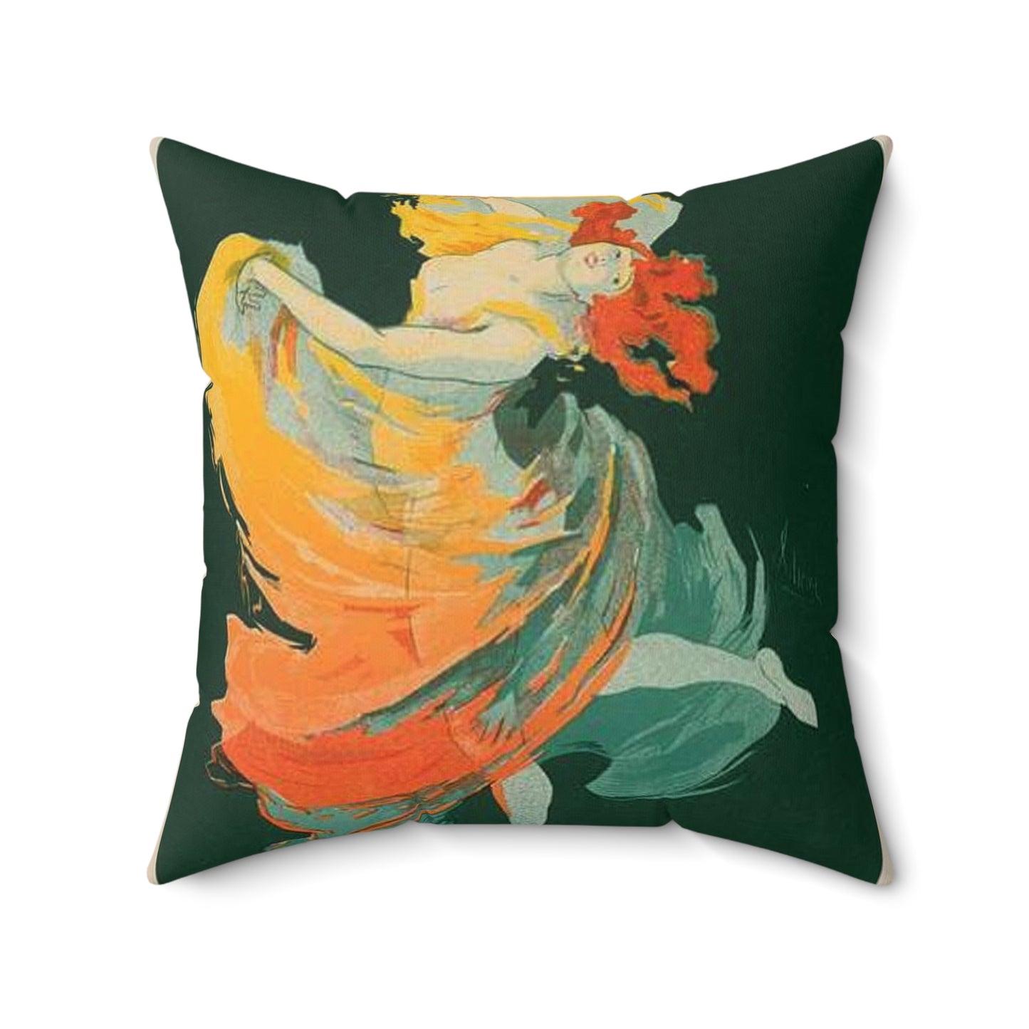 Affiche pour les Folies-Bergère, "la Loïe Fuller". Decorative Accent Square Pillow