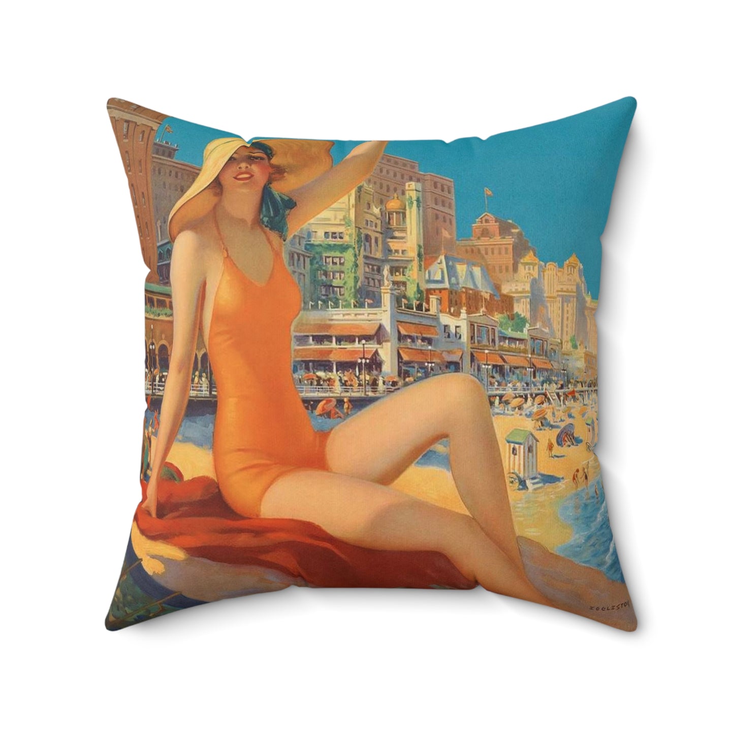 Edward M. Eggleston - Pennsylvania Railroad - Atlantic City, 1935 Decorative Accent Square Pillow