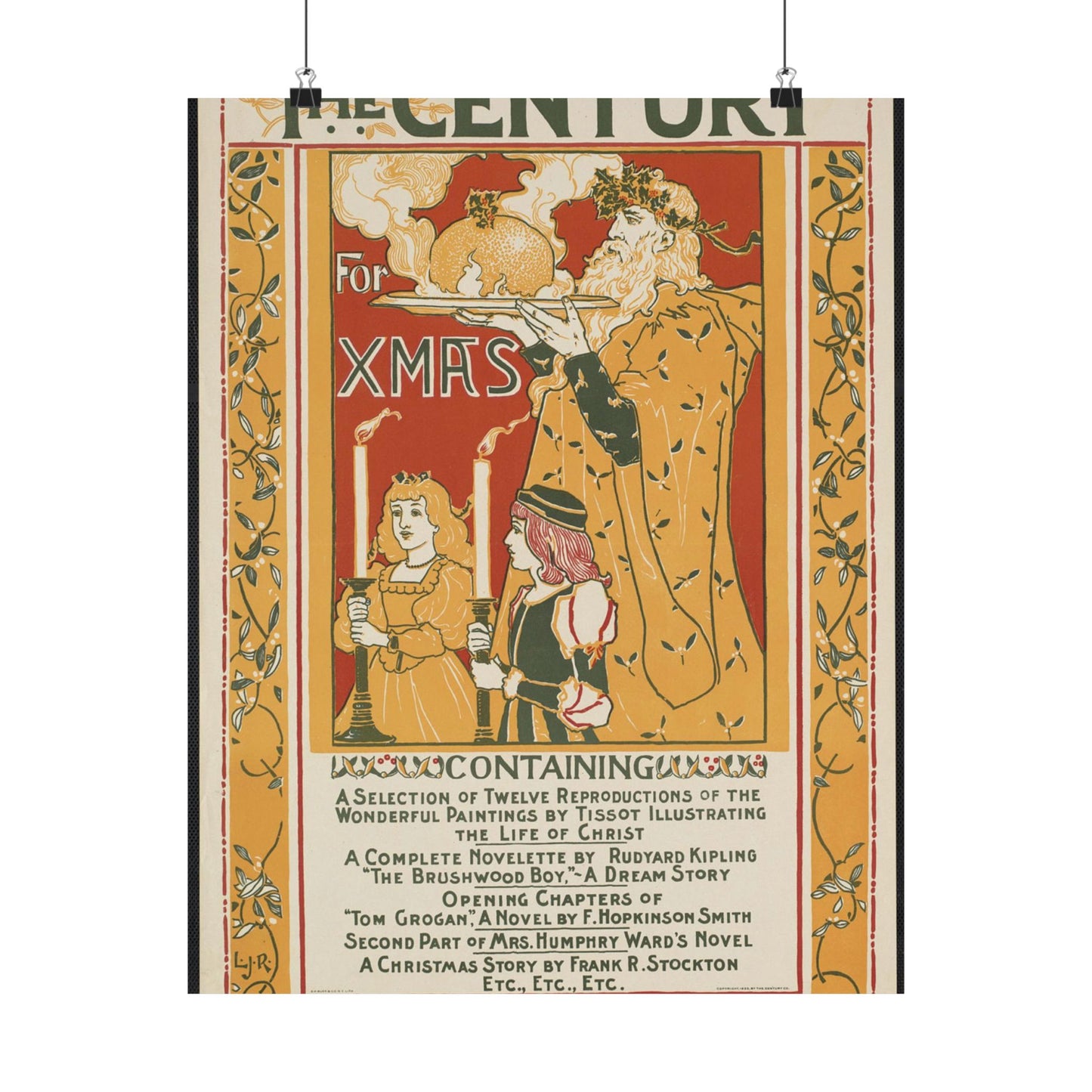 Louis Rhead - The century for Xmas, Art Nouveau poster High Quality Matte Wall Art Poster for Home, Office, Classroom