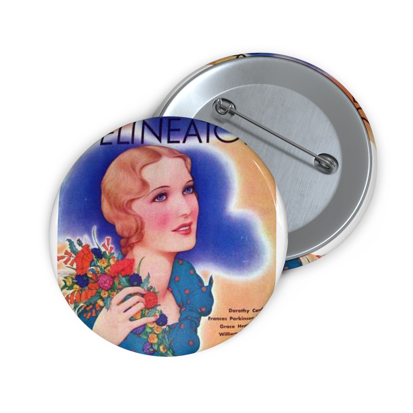 Delineator 1931-08 - Art Deco public domain image Pin Buttons with Crisp Design