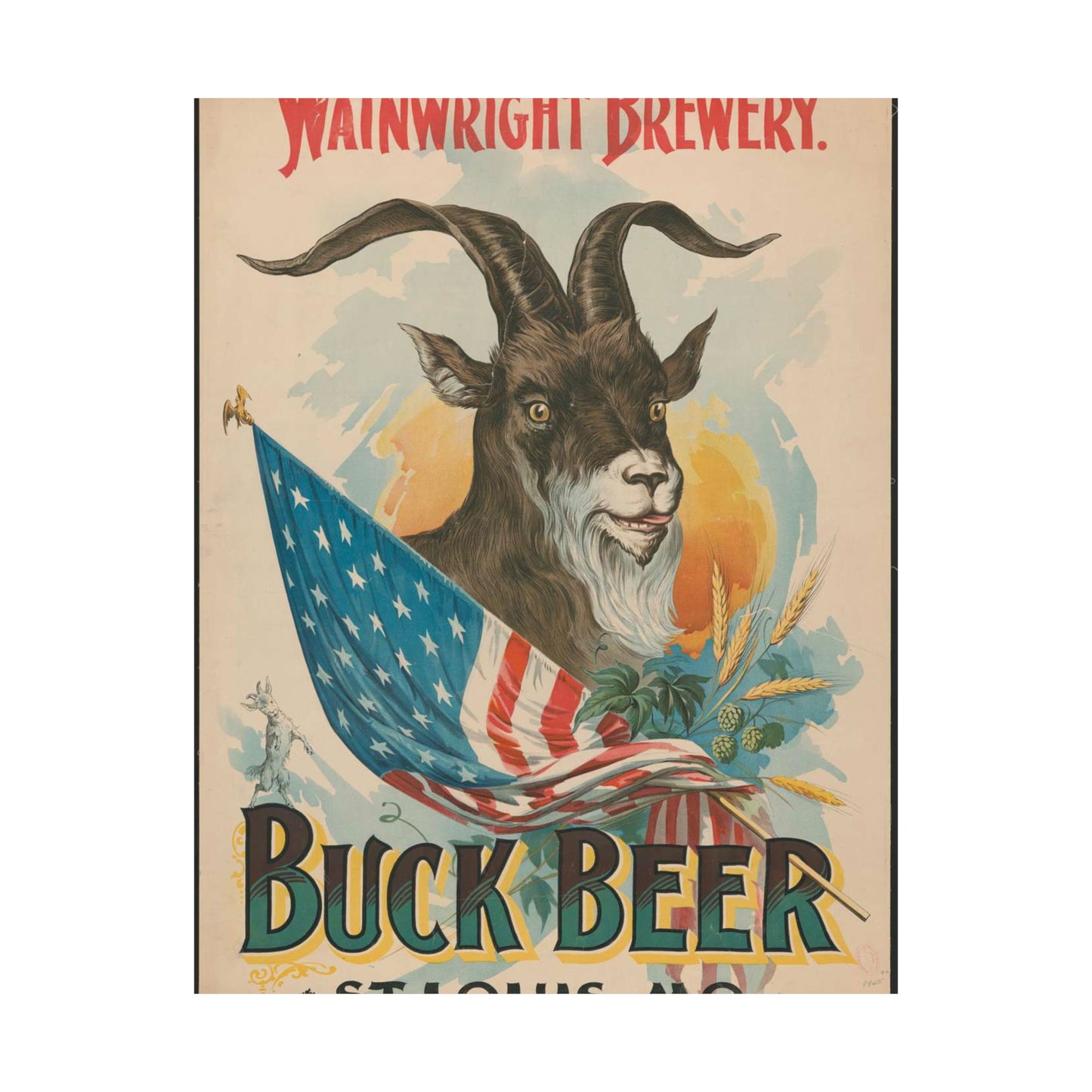 Wainwright Brewery, Buck Beer, St. Louis, MO High Quality Matte Wall Art Poster for Home, Office, Classroom