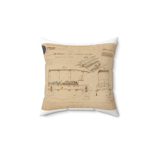 Patent drawing - Drawing of Improved Ambulance Carriage Public domain  image Decorative Accent Square Pillow