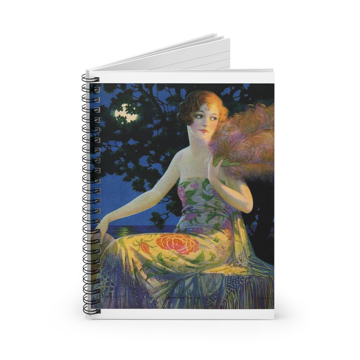 Moonlight and You, print from painting by Edward Mason Eggleston, 1928 Spiral Bound Ruled Notebook with Printed Cover