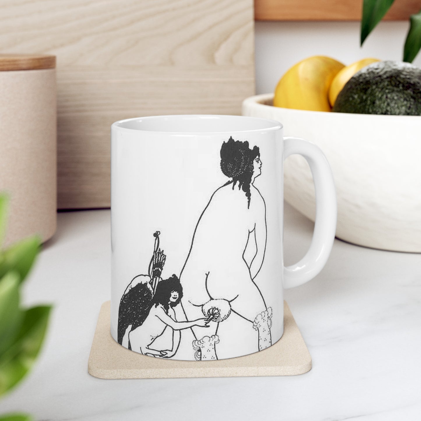 Beardsley Lampito - A drawing of a man and a woman holding hands Beautiful Novelty Ceramic Coffee Mug 11oz