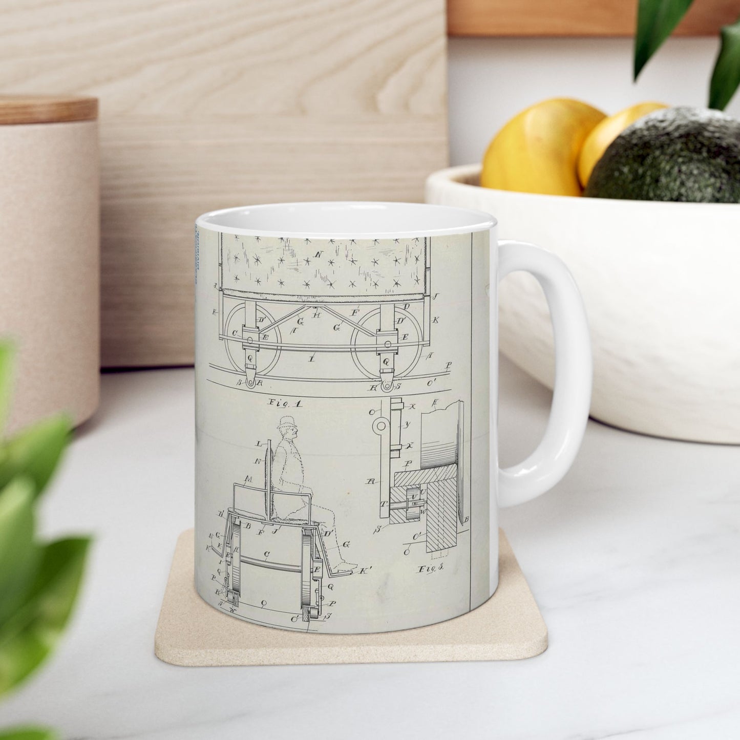 Patent Drawing of Engine - for C. H. Alcoke's Roller Coasting Vehicle Public domain  image Beautiful Novelty Ceramic Coffee Mug 11oz
