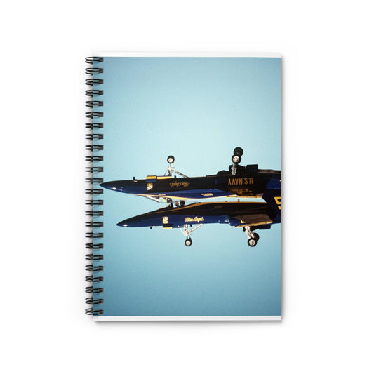 Two F/A-18A Hornet aircraft of the Blue Angels Flight Demonstration Squadron execute the Fortus maneuver during an air show Spiral Bound Ruled Notebook with Printed Cover