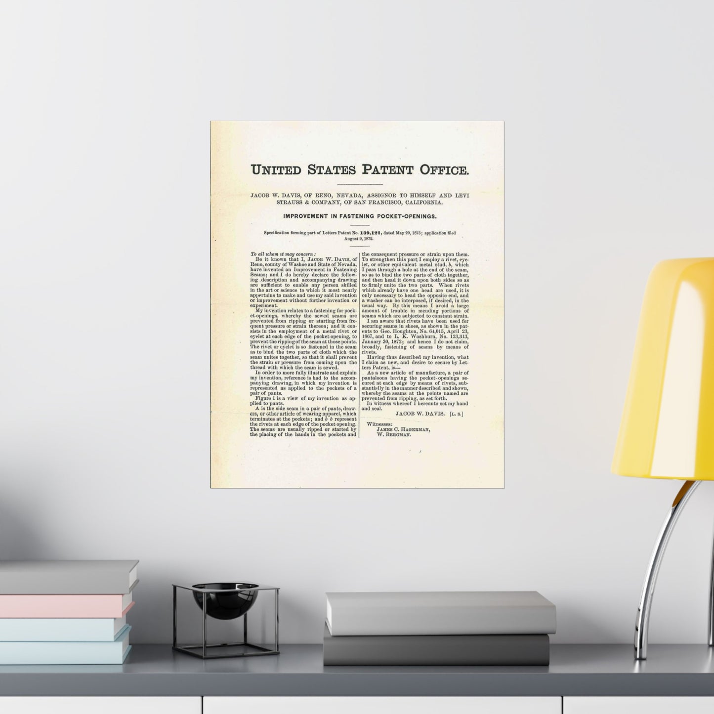 Patent Case File No. 139,121, Improvement in Fastening Pocket Openings, Inventor- Jacob W. Davis - DPLA - afb017b06366ded5b3d9735cb413b735 (page 29) High Quality Matte Wall Art Poster for Home, Office, Classroom