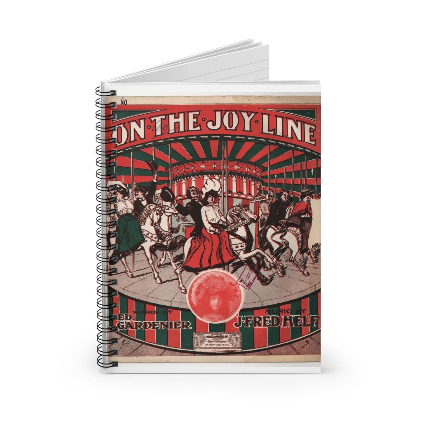 On the joy line - Public domain American sheet music Spiral Bound Ruled Notebook with Printed Cover