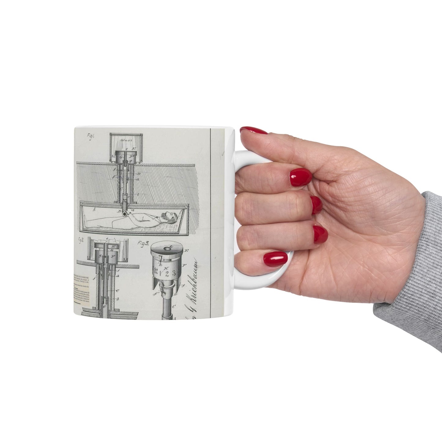 Patent drawing - for J. G. Krichbaum's Device for Indicating Life in Buried Persons Public domain  image Beautiful Novelty Ceramic Coffee Mug 11oz