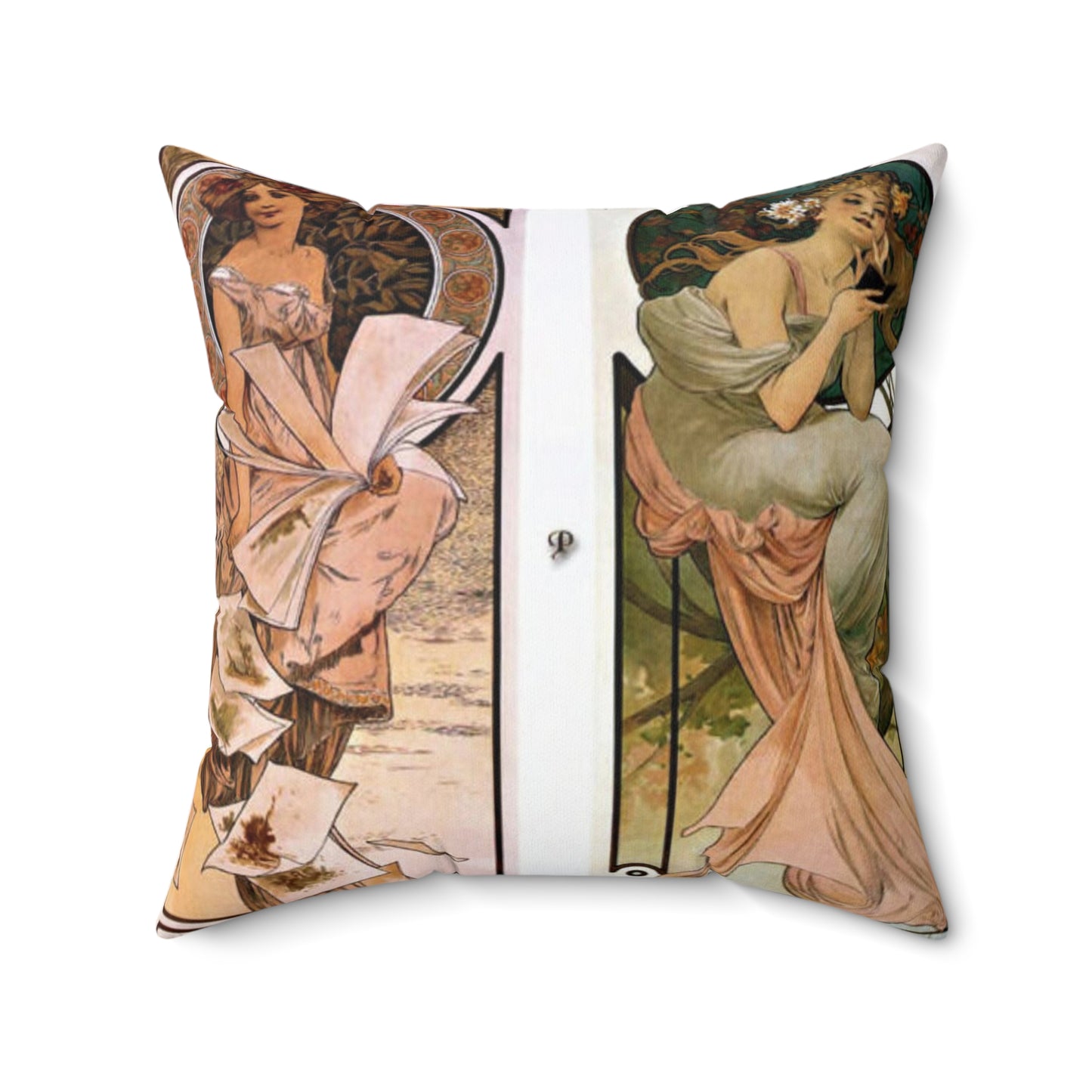 Alfonse Mucha Artworks - Drawing. Public domain image. Decorative Accent Square Pillow