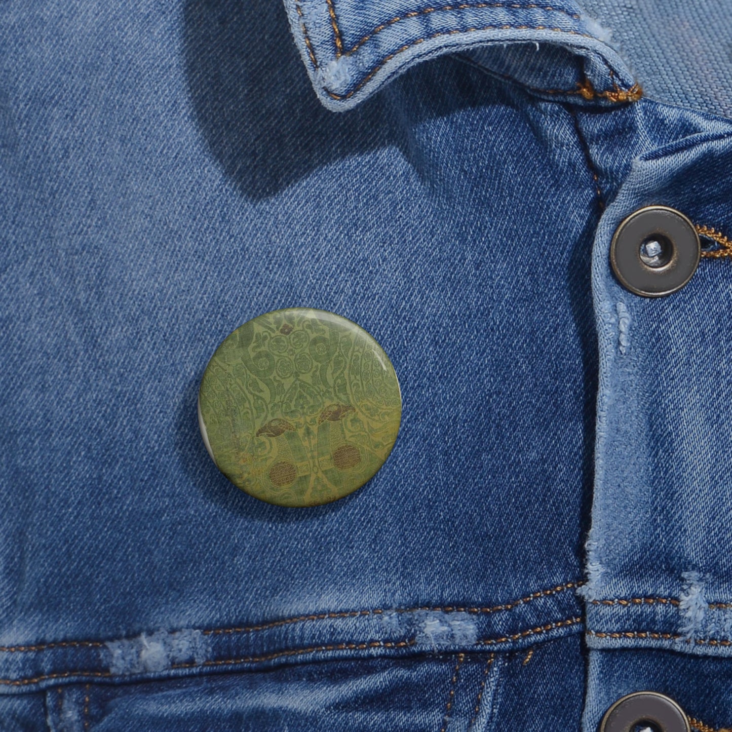 Textile with Brocade - Public domain dedication museum photo Pin Buttons with Crisp Design